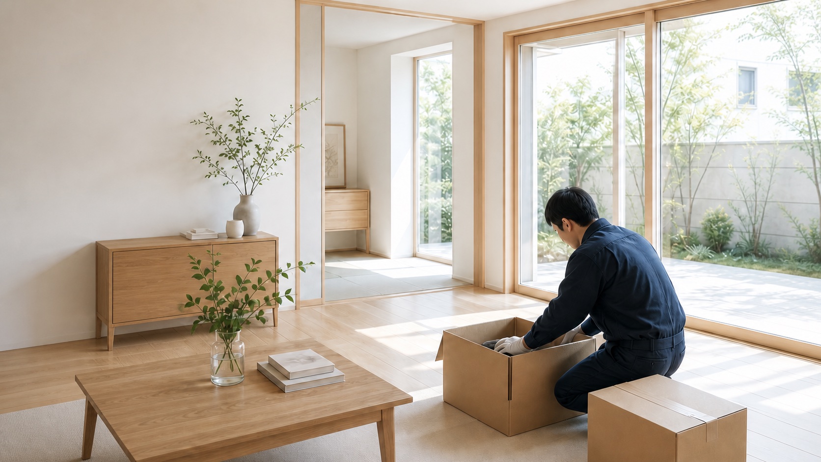 遺品整理の現場で対応する担当者